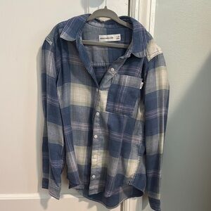 Abercrombie & Fitch Blue and Cream Plaid Shirt